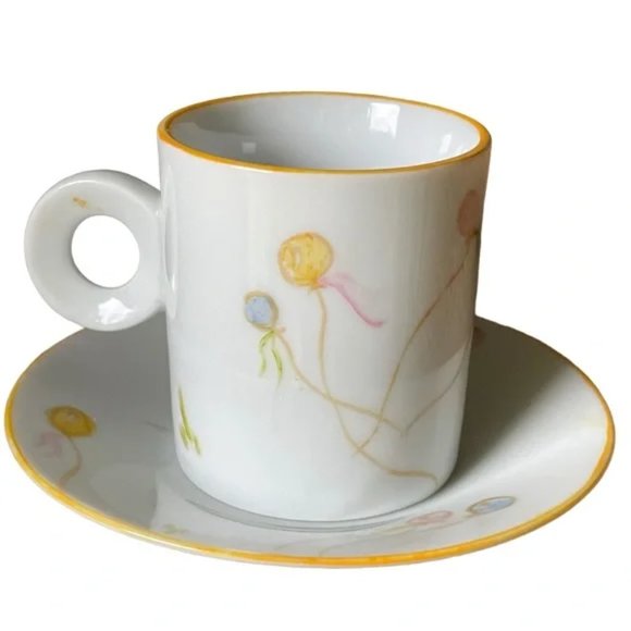 Set: DEMITASSE Bunny cup and sauce, Flowers, Balloons Espresso demitasse 4oz - Picture 3 of 14
